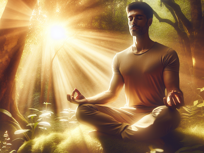 Person meditating in a peaceful setting